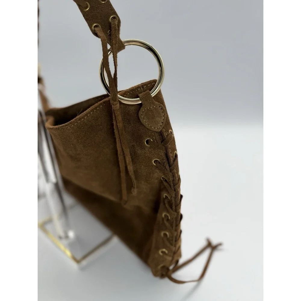 NWT Cheval Firenze Suede‎ Fringe shoulder bag Brown